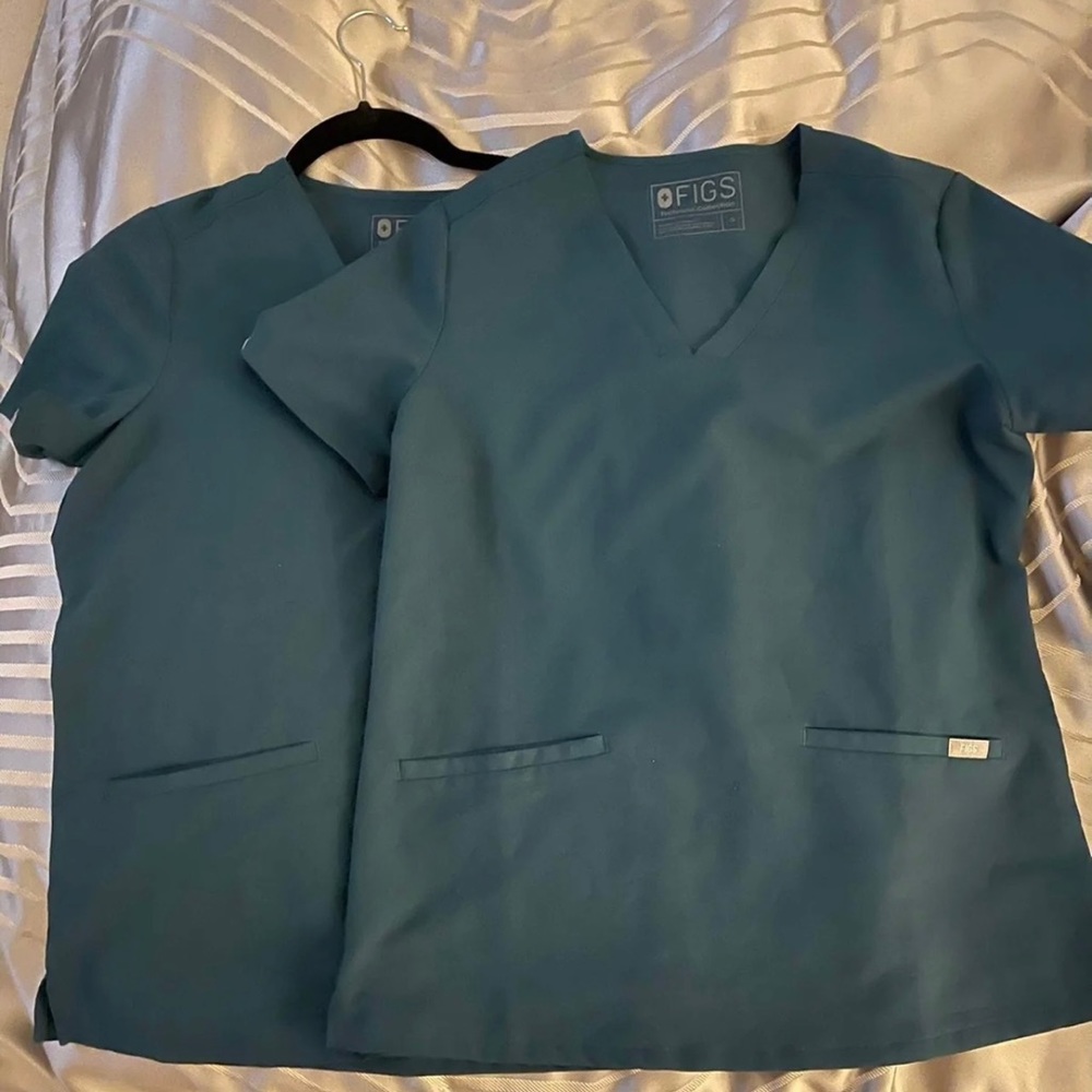 Small Caribbean Blue FIGS Scrub Tops